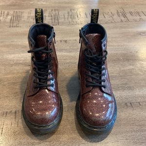 Girls Size 13 Doc Marten Rose Brown Glitter Boots